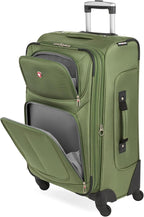 SWISSGEAR Sion Softside Expandable Spinner Luggage Durable Lightweight Travel Suitcase, Evergreen, Checked-Medium 25-Inch
