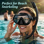 Snorkeling Gear for Adults, JRing Snorkel Mask Set with 180 Degree Tempered Glass Anti Fog Goggles Scuba Dry Top Snorkel for Swimming, Scuba Diving Mask for Men Women