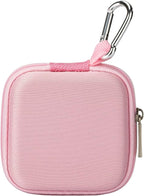 Ginsco Mini-Portable Hard Shell Square Earbuds Case for Apple EarPods/Samsung Galaxy Wired/Wireless Earbuds, Cell Phone Accessories Organizer with Carabiner for Earphones (1, Pink)