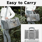 Soft-Sided Cat/Dog/Pet Carrier, Collapsible Pets Travel Carriers for Big Cats/Small Dogs with Shoulder Strap & Removable Mat, Mesh Puppy Carry Bag, Up to 25 Lbs(Gray)