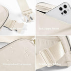 YOSHUYUKI Cross Body Fanny Packs for Women Men Fashion Waist Bag Pouch Nylon Small Travel Crossbody Bags Mini Purse Everywhere Belt Bag Bum Bag with Adjustable Strap for Workout Running Hiking Ivory