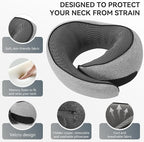 SZXYX Neck Travel Pillows - 100% Pure Memory Foam Neck Pillow for Airplanes, Comfortable Breathable Cover, 360° Support Stowable Pillows for Sleeping, Car, Airport Travel Essentials, Gray