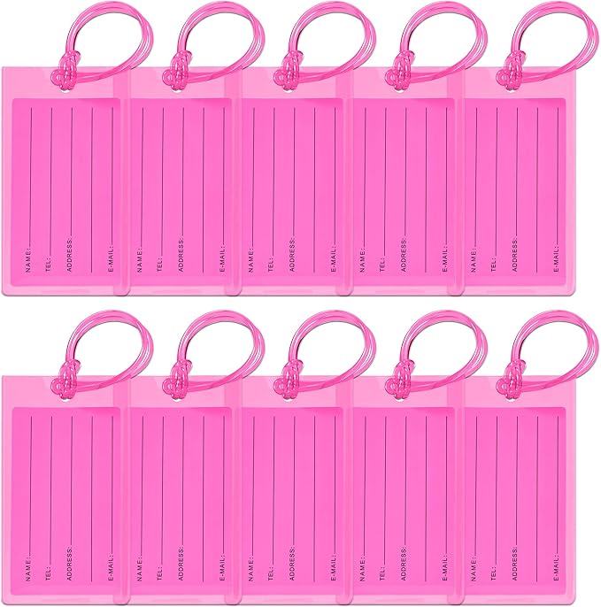 10 Pack Luggage Tags for Suitcases, Airplane Travel Essentials for Flying, International Travel Must Haves, and Luggage Accessories by Sodsay