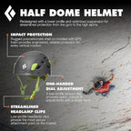 BLACK DIAMOND Half Dome Rock Climbing Safety Helmet | Adjustable Fit | Lightweight & Durable | Ventilated Protection