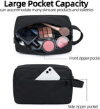 DSYSC Travel Toiletry Bag for Women Men, Small Makeup Bag, Water-Resistant Cosmetic Bag, Cosmetic Pouch, Traveling Dopp Kit, Travel Essentials Accessories (Black)