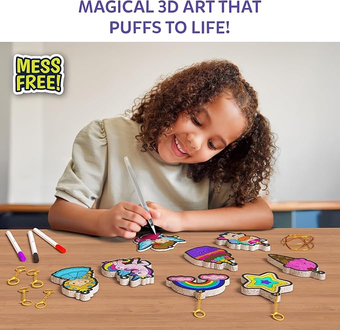 Skillmatics Aqua Puffs - 3D Art Kit, Princesses & Unicorns, Mess-Free Paint by Number Craft for Kids, DIY Color Activity, Screen-Free Fun, Best Gift for Girls & Boys Age 4, 5, 6, 7, 8, 9, 10