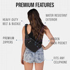 Black Fanny Pack Belt Bag I Mens Fanny Packs for Women Fashionable - Crossbody Bag Bum bag Waist Bag Waist Pack - Hands Free for Hiking, Halloween, Running, Travel, Waterproof and more