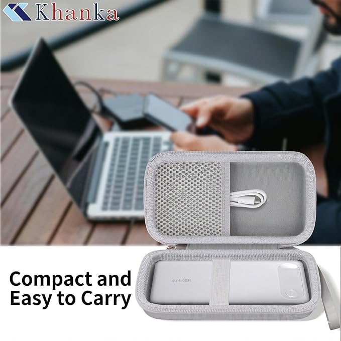 khanka Travel Case for Anker Power Bank, 20,000mAh Portable Charger,Case Only (White)