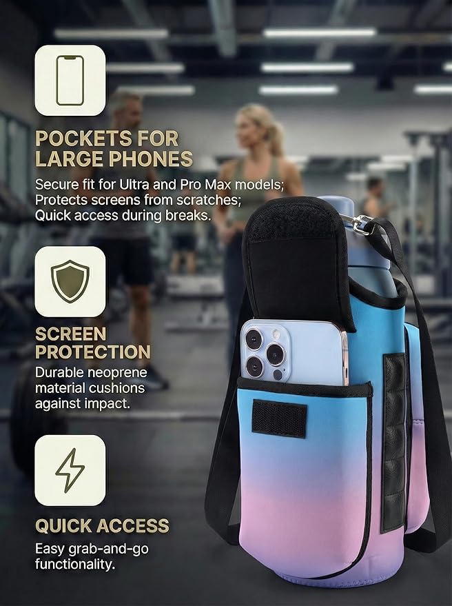 AUPET Magnetic Gym Bag for Men & Women, Small Gym Bag Organizer, Crossbody Magnets Gym Water Bottle Bag Holder Carrier Fits for 18-40oz Owala Yeti Hydro Flask, Workout Pouch for Phone, Keys & Wallet