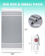 Antfuny Turkish Beach Towels Vacation Essentials Quick Dry Sand Free Oversized Bath Pool Swim Towel Extra Large XL Big Adult Travel Cruise Accessories Must Haves Clearance Stuff Necessities Gray