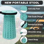 ALEVMOOM Upgraded Collapsible Stool with Cushion,600LBS Max Weight,18.1" Height Adjustable,Sturdy Portable Telescoping Stool,Folding Camping Stool for Outdoor Hiking Travel