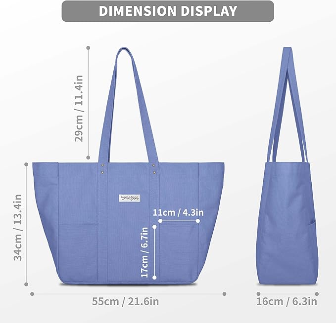 HOMESPON Large Canvas Tote Bag for Women Everything Bag with Pockets and Laptop Sleeve