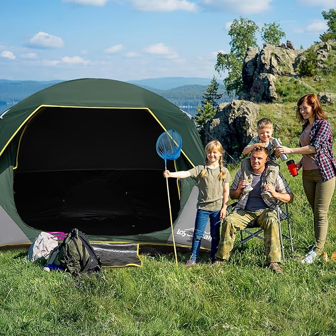 4/6 Person Blackout Camping Tent, Easy Setup Waterproof Family Dome Tent for Camping with Rainfly, Portable Double Layer Large Family Tent for Outdoor Camping&Hiking