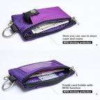 CHENSPRX Minimalist RFID Blocking Small Wallet with ID Window,WaterResistant Zip Id Case Wallet with Lanyard Keychain for Cards,Cash,Travel,Women,Men