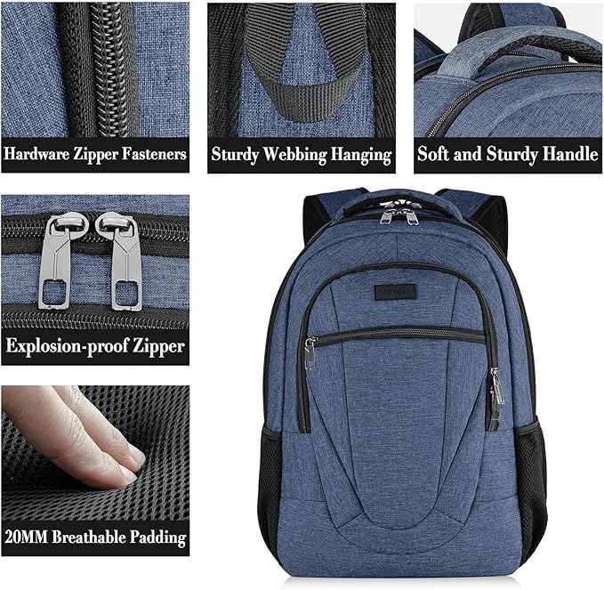 BIKROD Backpack for Woman and Men, Travel Laptop Backpack, Waterproof College Back Pack for 15.6 IN Laptop Backpack, Adult Business Computer Travel Backpack, Blue