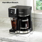 Hamilton Beach 2-Way 12 Cup Programmable Drip Hot and Iced Coffee Maker & Single Serve Coffee Machine, AquaFlow Showerhead, Glass Carafe, Auto Pause and Pour, Black (47500J)