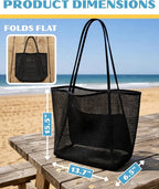 Beach Tote Bag for Women – Waterproof Mesh Tote Bag, Large Capacity Sandproof Beach Bags for Travel