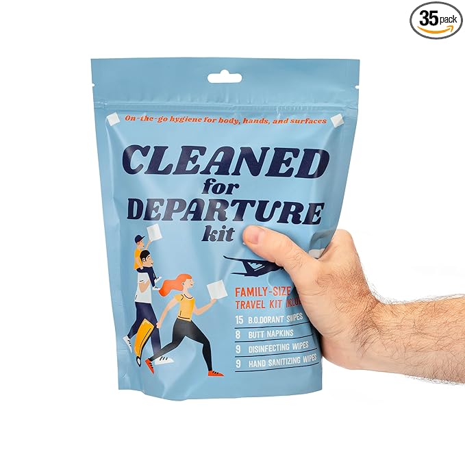 Butt Napkins B.O.dorant & Cleaning Wipes Combo Pack – Portable Odor-Fighting Swipes + All-Natural Family Travel Wipes – 2-in-1 Personal & On-the-Go Hygiene Solution (Cleaned for Departure)
