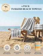 LANE LINEN Oversized Beach Towels 4 Pack – Pre-Washed, Extra Large, Quick Dry, No Sand, Absorbent Pool Towels for Adults, 39"x71", Grey