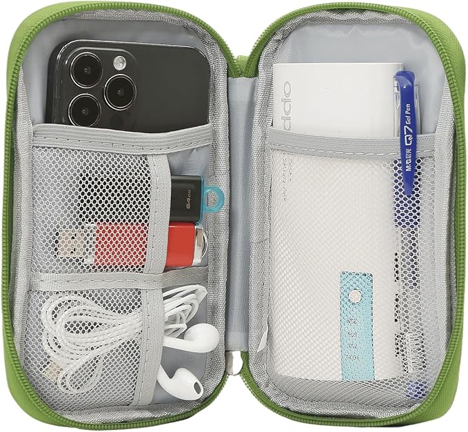 CAAORDKSO Electronics Organizer Travel Case, Travel Cable Organizer Bag Pouch Electronic Accessories Carry Case Waterproof Electronic Bag for Cable, Cord, Charger, Power Bank, Earphone (Green)