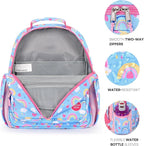 mibasies Kids Backpack for Girls: Girls Backpack 5-8 - Kindergarten Elementary School Bookbag for Girl - Rainbow Blue