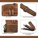 LEATHER VILLAGE 18" Leather Laptop Messenger Briefcase Bag for Men-Leather Satchel for Travel and Office Shoulder Bag- Sun Tan Brown