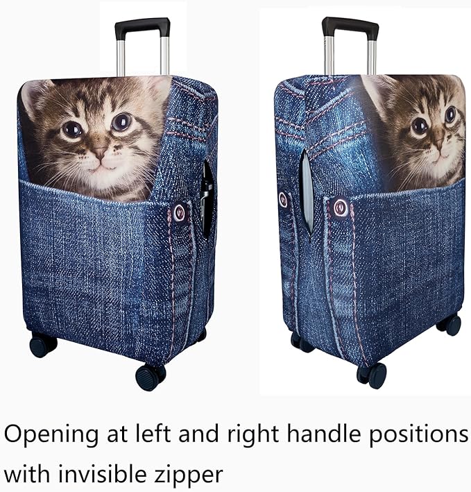 WUJIAONIAO Travel Luggage Cover Baggage Suitcase Cover Protector Skins 18-32 Inch (Cat B, L (for 25-28 inch luggage))