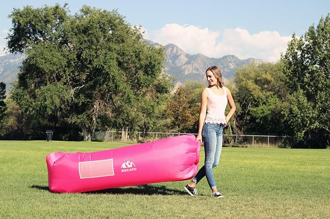 WEKAPO Inflatable Couch Air Lounger Chair - Camping & Beach Accessories, Portable Blow up Sofa for Hiking, Lawn, Indoor/Outdoor Movies & Music Festivals. Lightweight and Easy to Set Up Air Hammock
