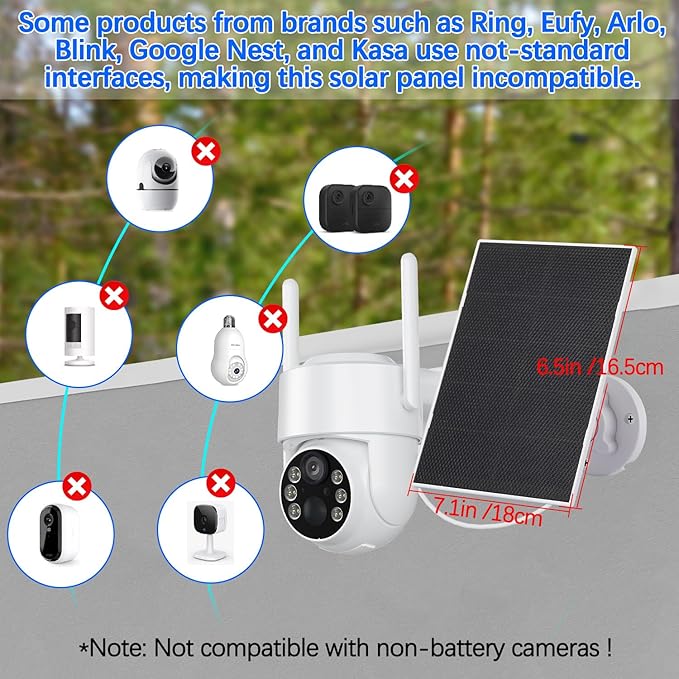 4W Solar Panels for Smart Security Camera, 2-Pack Solar Panels with Micro USB & USB-C Port for DC 5V Outdoor Rechargeable Battery Camera, IP65 Waterproof, 360° Adjustable Security Mount, White