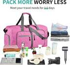 Dimayar 65L Travel Duffle Bag for Men Women - Foldable Duffel Bag with Shoes Compartment - Overnight Bags Waterproof & Tear Resistant(Rouge Pink)