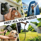 Camping Shower with Heater and 5-Gallon Water Jug, 6000mAh Rechargeable Portable Shower, 1500w Immersion Heater with Auto Shut-Off, Rinse Kit Portable Shower with USB Solar Charging Panel For Camping