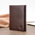 Polare Napa Leather Pilot Wallet Passport Holder RFID Blocking Tri-fold Travel Cover Document Organizer for Aviation Professionals (Coffee with AirTag Slot)