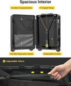 LEVEL8 Zipperless Carry On Suitcase Airline Approved with Aluminum Frame, Hard Shell Luggage with Spinner Wheels, Metal Travel Luggage, 20 Inch, Black