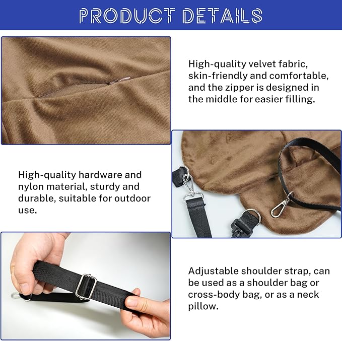 1/2PCS Travel Pillow Stuffable with Clothes As Carry-On Luggage Fits Up to 3 Days of Travel Essentials, Multifunctional U-Shaped Pillowcase for Business, Trip, Outdoor (1PCS-Brown)