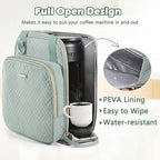 BAGSPRITE Coffee Maker Travel Bag Compatible with Keurig K-Mini Mate, Full Open Carrying Case with Quilted Padded Soft Microfiber, K--Cup Single Serve Coffee Maker Bag with Pod Organizer, Mug Pockets