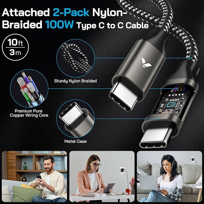 Super Fast Charger USB C, Type-C Android Phone Charger Fast Charging Block with 10FT Type C Cords for Samsung Galaxy S26 Ultra/S25 Ultra/S24 Ultra/S24+/S23 Ultra/S23+/S22 Plus/S20, Tab S9/S8 Ultra