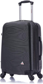 InUSA ROYAL Hardside Luggage with Ergonomic Handles | Spacious Travel Suitcase with Four Spinner Wheels and Studs | 20 Inch Hardside Carry-On Spinner Luggage | Black