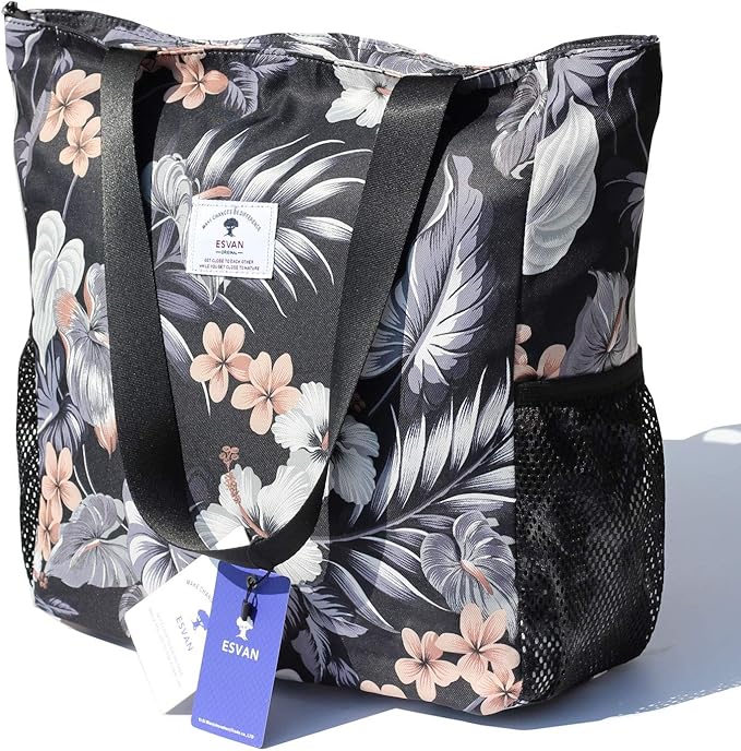Original Floral Water Resistant Large Tote Bag Shoulder Bag for Gym Beach Travel Daily Bags Upgraded