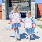 mibasies Kids Backpack for Girls: Girls Backpack 5-8 - Kindergarten Elementary School Bookbag for Girl - Rainbow Blue
