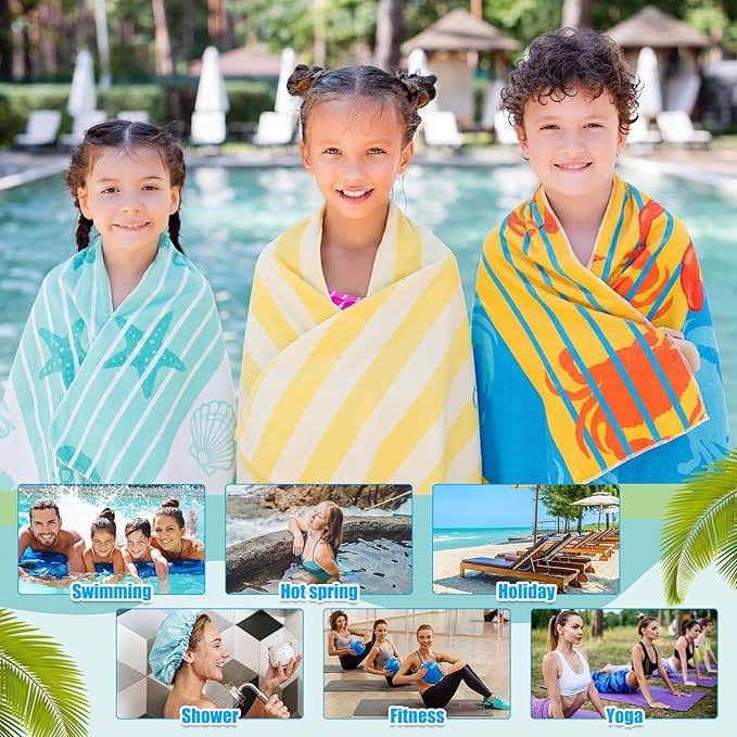 12 Pcs Island Oversized Microfiber Beach Towels Set 30 x 60 Extra Large Fiber Swim Pool Towel Absorbent Bath Blanket for Travel Vacation Accessories Gift Spa Soft Lightweight