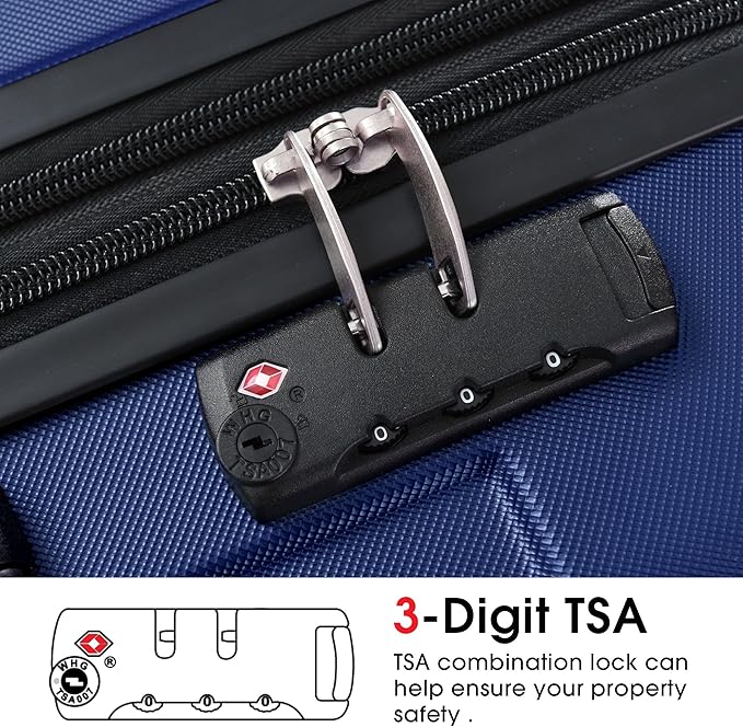 2 Piece Luggage Set, Hardside Suitcase with Spinner Wheels, TSA Lock & Expandable Hard Shell, Carry on and Checked Luggage for Travel, Maletas de Viaje for Men & Women (Blue, 20+28Inch)