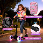 smilesun 4-in-1 Detachable Scooter Luggage for Kids & Teens, Foldable Hardside Ride On Suitcase with LED Wheels, Stylish and Safe Design(Pink)