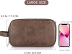 Elviros Toiletry Bag for Men, Large Travel Shaving Dopp Kit Water-resistant Bathroom Toiletries Organizer PU Leather Cosmetic Bags