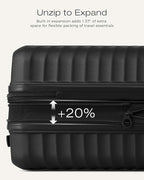 Coolife Carry On Luggage Expandable Hardside Upgrade PC Durable Lightweight Travel Suitcases with Dual Spinner Wheels & TSA Lock (Black, Carry-On 20-Inch)