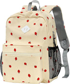 STEAMEDBUN Corduroy Kids Backpack for Girls Boys 3-8, Girls Backpack for Elementary Kindergarten - Strawberry