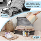 PFEYRPK Lightweight Compression Packing Cubes for Suitcases, Compressible Expandable Travel Packing Organizer with Clear Toiletries and Backpack Bag, Travel Essentials for Carry on Luggage 7 Set