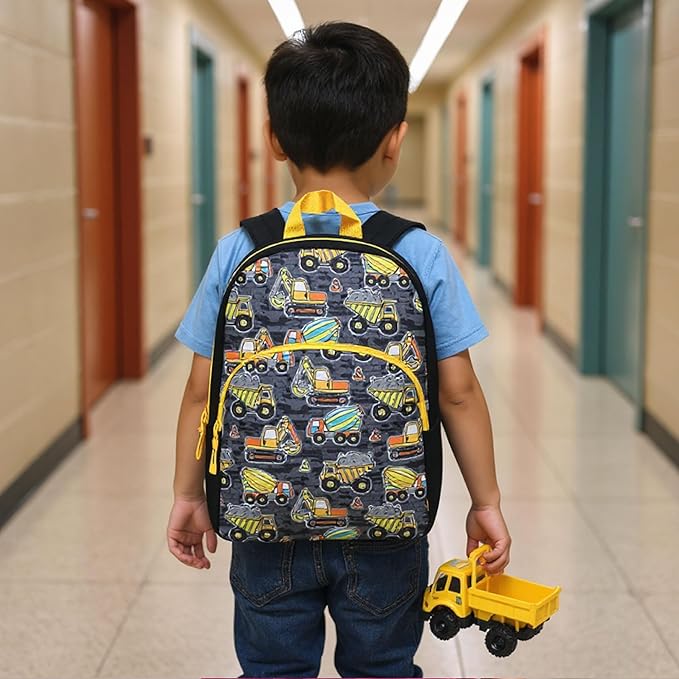 Trail maker 15 Inch Kids Backpacks for Boys & Girls | Preschool, Kindergarten, Elementary School Backpacks with Adjustable, Padded Straps (Tough Trucks)