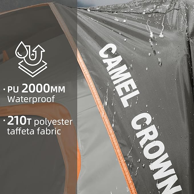 CAMEL CROWN Tents for Camping 4/8 Person Waterproof Tent Quick Setup Folding Outdoor Backpacking Tents Family Hiking