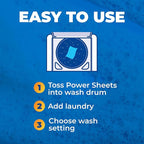 ARM & HAMMER Power Sheets Laundry Detergent Plus OxiClean Stain Fighters, Clean Cotton Scent, 52 Count, 104 Medium Loads
