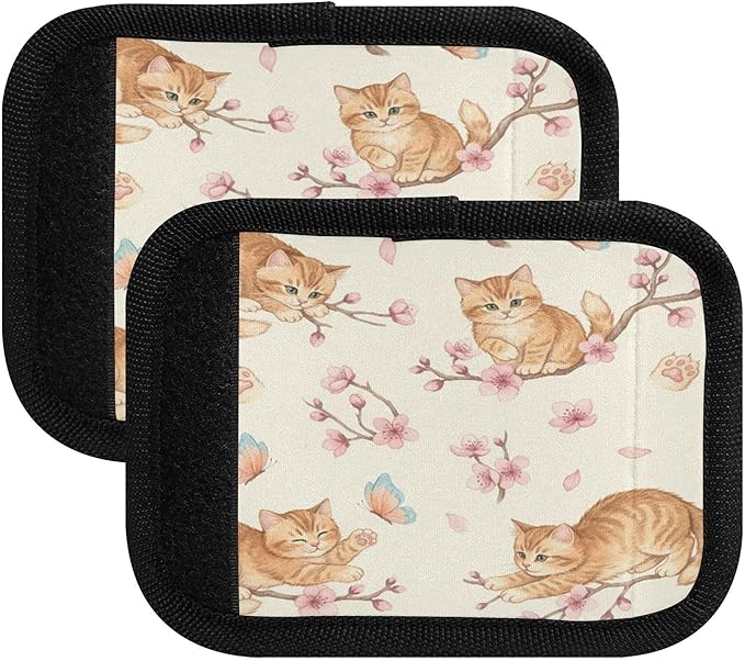 Burbuja Cats Luggage Handle Wrap Neoprene Comfort Handle Covers Suitcase Tag Identifier for Travel Accessories, 4 Pack